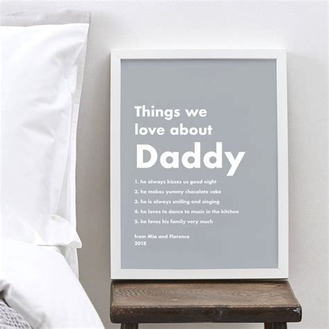 Personalised Things I Love About Dad Grey Bold Print By Old English