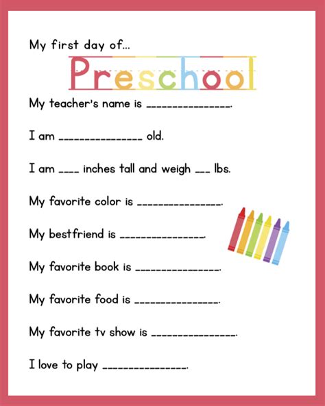 Https://tommynaija.com/worksheet/my First Day Of Preschool Worksheet