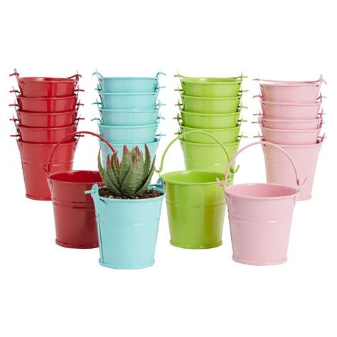 24 Pack Mini Metal Buckets For Crafts 2 Inch Galvanized Tin Pails For