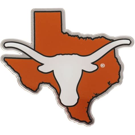 Texas Longhorns State Shape Acrylic Metallic Auto Emblem Texas