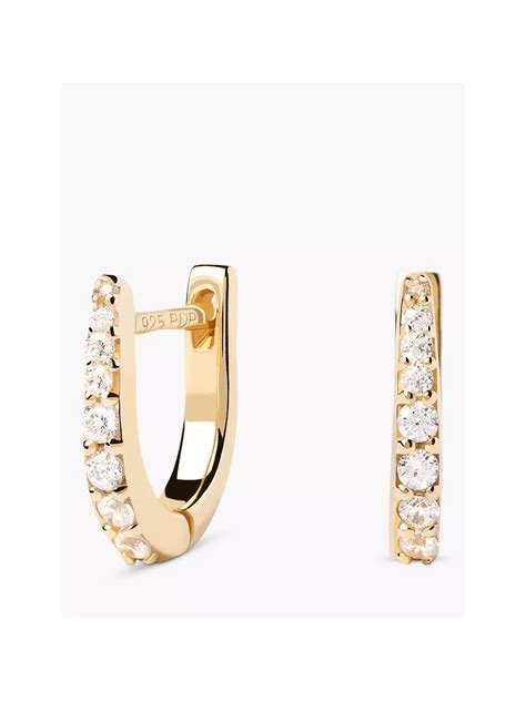 Pdpaola Stare Cubic Zirconia Hoop Earrings Gold At John Lewis And Partners
