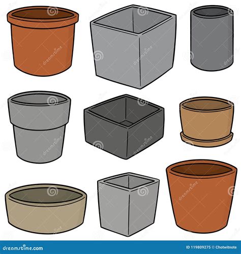 Vector Set Of Pots Stock Vector Illustration Of Container 119809275