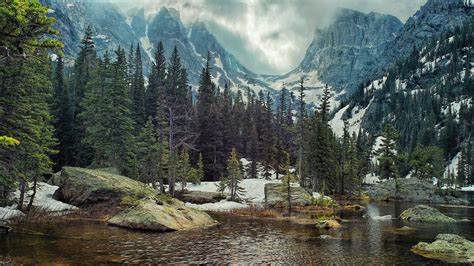 Nature Landscape Mountain Forest Lake Rock Pine