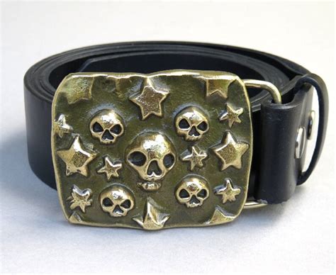 Skulls And Stars Forged Bronze Belt Buckle Etsy