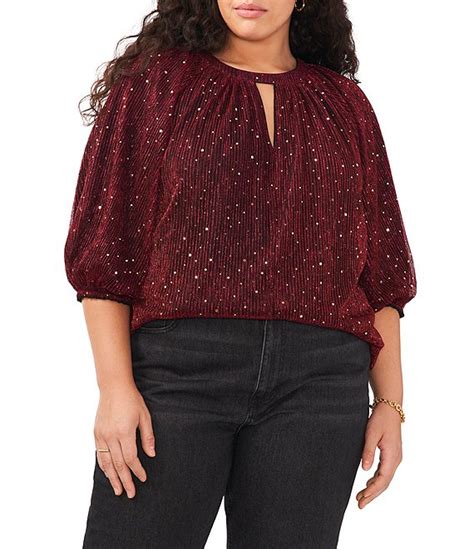 Vince Camuto Plus Size Keyhole Neck 34 Sleeve Blouse Dillards