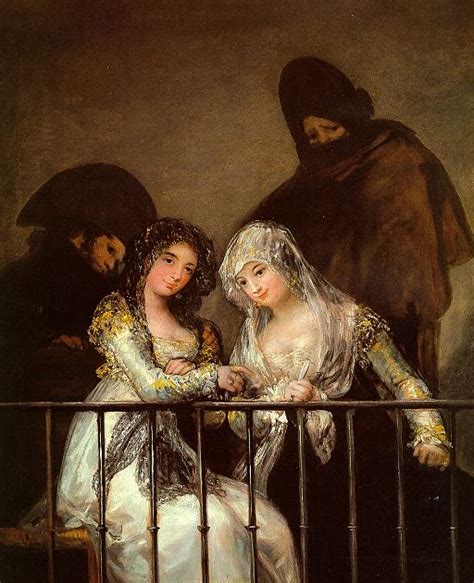 la página de toni Majas on a balcony oil on canvas de Francisco de Goya
