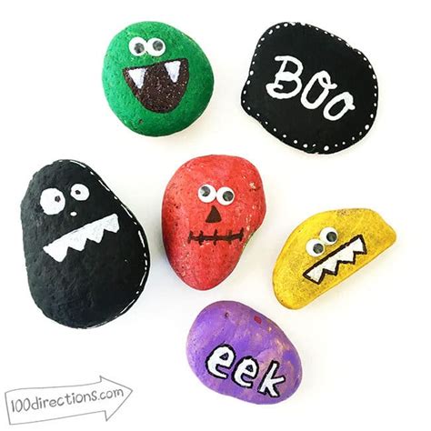 Halloween Monster Painted Rocks 100 Directions