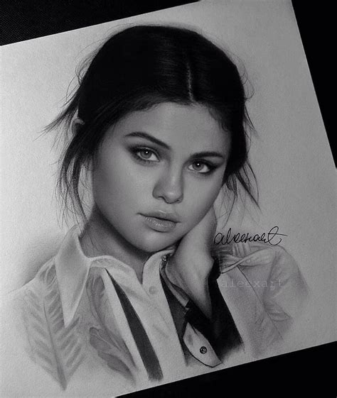 Black And White Hyper Realistic Portraits Of Celebrities Selena Gomez