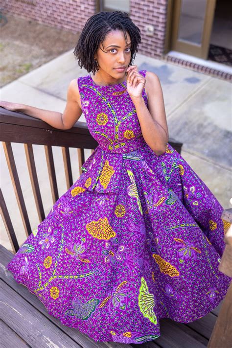 Beautiful Purple Dress Dresses Print Dress African Print Dress