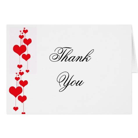Red Hearts Wedding Thank You Notes Greeting Card Zazzle