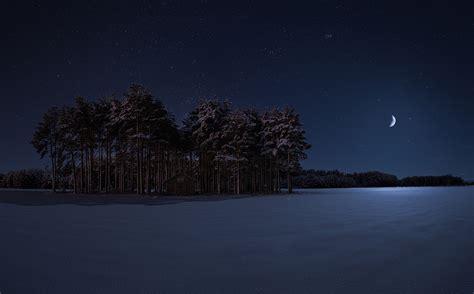 Starry Winter Night Hd Wallpaper Background Image 2048x1272 Id