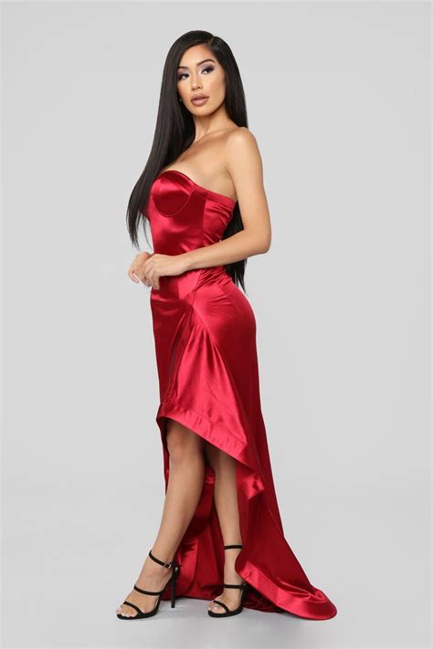 Im Just Drawn That Way Ruffle Dress Red Fashion Nova In 2020 Dresses Strapless Dress