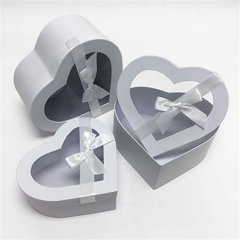 Garden, patio & petssee all. W7405 White Heart Shape Flower Boxes Set of 3 With Ribbon ...