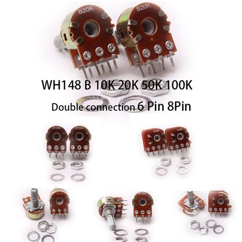 Glyduino Wh148 B10k 20k 50k 100k Double Connection 6 8 Pins Linear