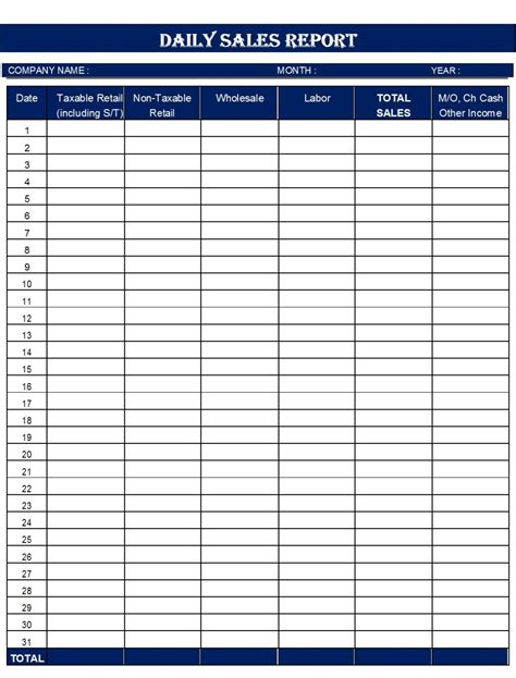 Daily Cash Sheet Report Template Free Report Templates