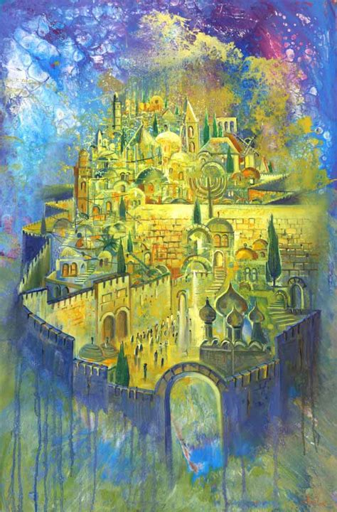 Original Oil Painting Jerusalem At Night By Alex Levin
