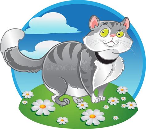 Cartoon Of Fat Grey Cat Stock Vector Illustration Of Adorable 19260206