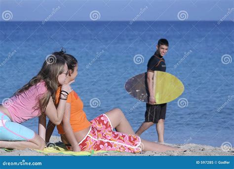 Flirting On Beach Royalty Free Stock Photo Image