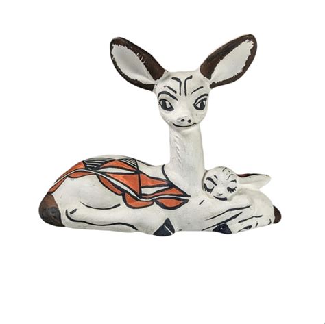 Isleta Pottery Accents Lucy P Jojola Isleta Pottery Native American Mommy Deer Baby Signed