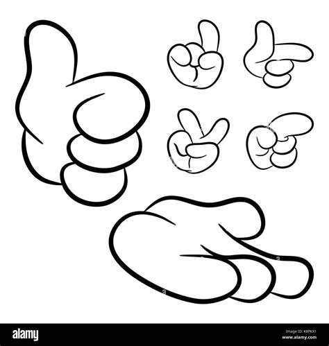 Image Of Cartoon Human Hand Gesture Set Vector Illustration Isolated