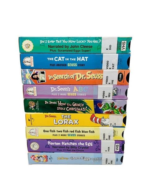Lot Of Dr Seuss VHS Tapes Cat In The Hat Lorax One Fish Two Fish