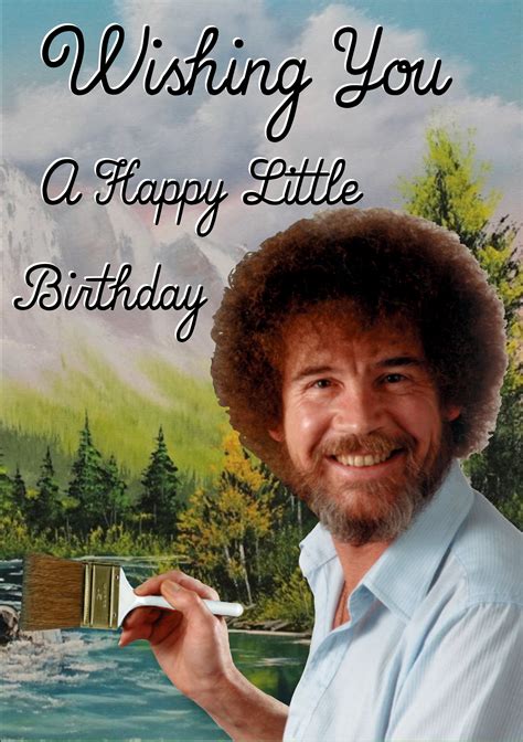 Bob Ross Birthday Card Etsy