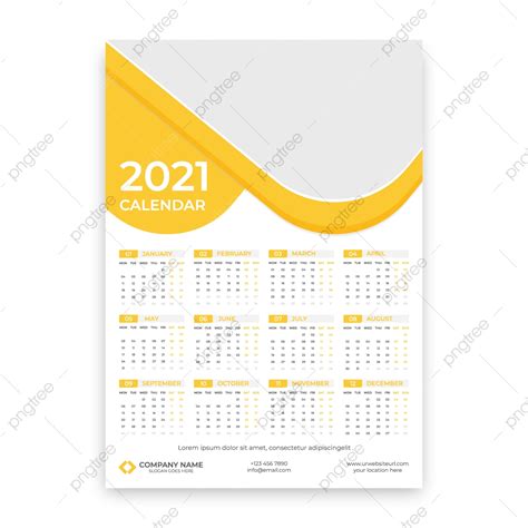 1 Page Creative Wall Calendar Design Template 2021 Template Download On