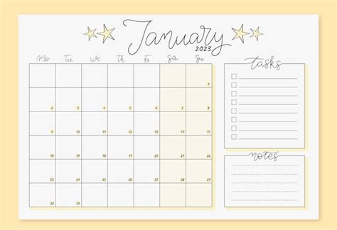 Premium Vector January Monthly Planner
