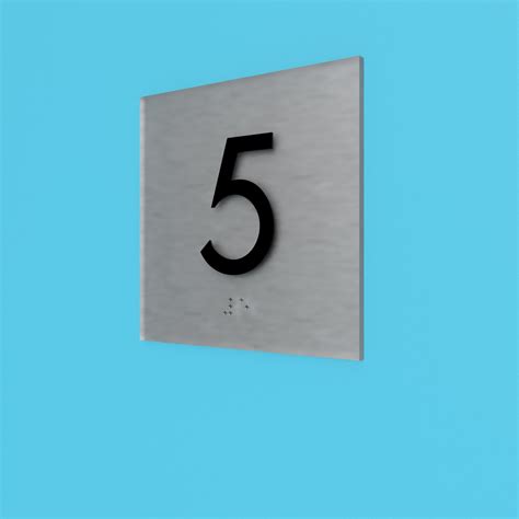 Elevator Floor Number Sign 5 4 X 4 Brushed Aluminum Look Ada Erie