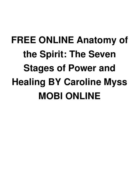 Free Online Anatomy Of The Spirit The Seven Stages Of Power And Healing By