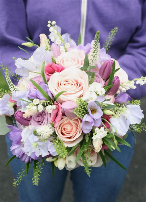 Loose Style Wedding Bouquet Of Roses Tulips Phlox Freesia Sweet