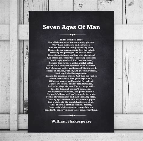 seven ages of man by william shakespeare william shakespeare etsy uk
