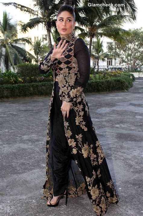 Kareena Kapoor In Anamika Khanna Black And Gold Outfit Indian Gowns Dresses Indian Fashion