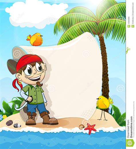 Pirate On A Desert Island Stock Vector Image 43900986