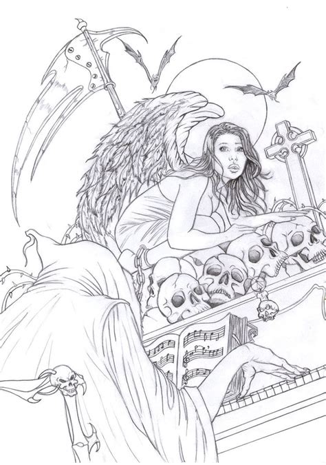 Gothic Angel Coloring Pages Sketch Coloring Page