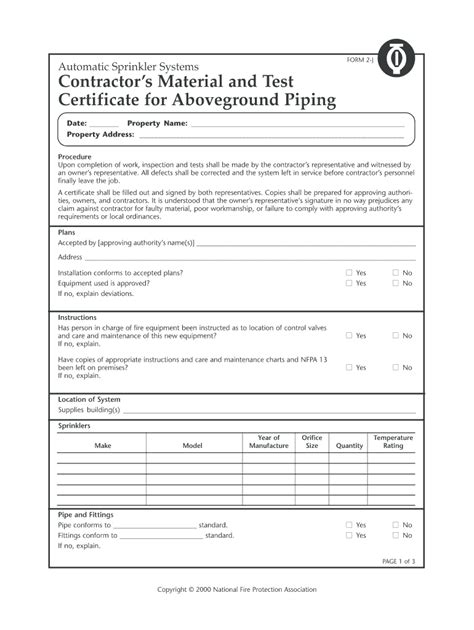 Nfpa Above Ground Test Certificate Fill And Sign Printable Template Online US Legal Forms