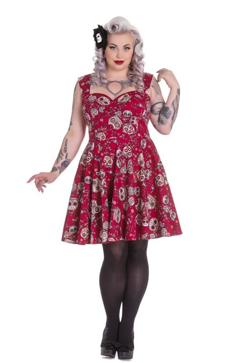 Hell Bunny Plus Size Gothic Red Skull Love Idaho Dress [hb4453r] 49 99 Mystic Crypt The