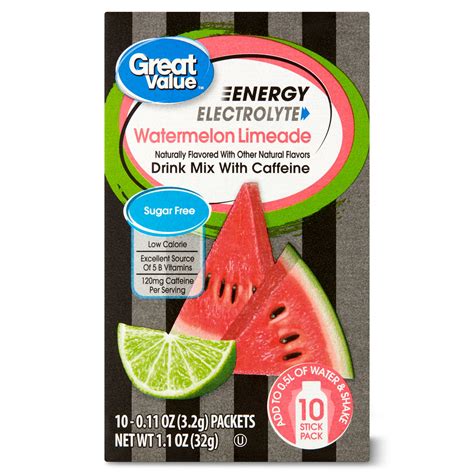 Great Value Sugar Free Energy Electrolyte Watermelon Limeade Drink Mix