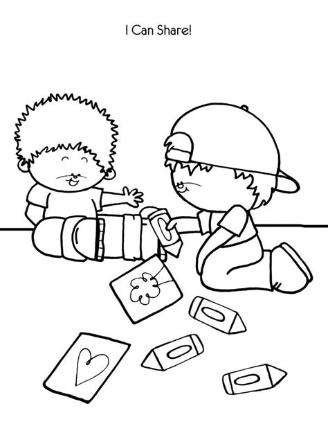 Children Sharing Coloring Pages Coloring Home