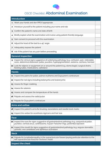 Osce Checklist Abdominal Examination Osce Checklist Abdominal