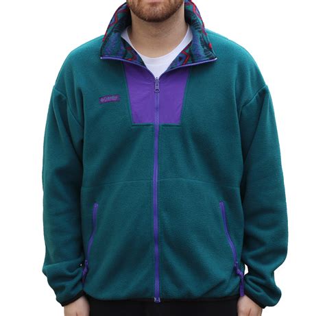 Vintage Columbia Sportswear Green Purple Fleece Jacket Size L — Roots