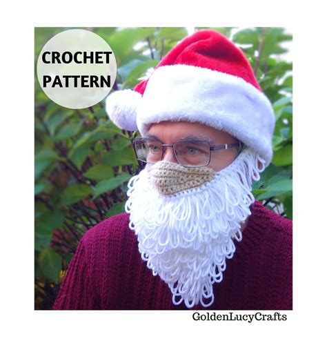 Crochet Pattern Santa Beard Mask Christmas Etsy