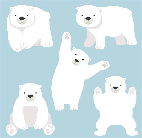 Cute Polar Bear Funny Cartoon Vector Set 1886081 Vector Art At Vecteezy