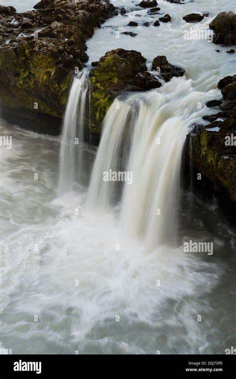 Iceland Pjorsa River Details From The Pjofafoss Waterfall Stock Photo