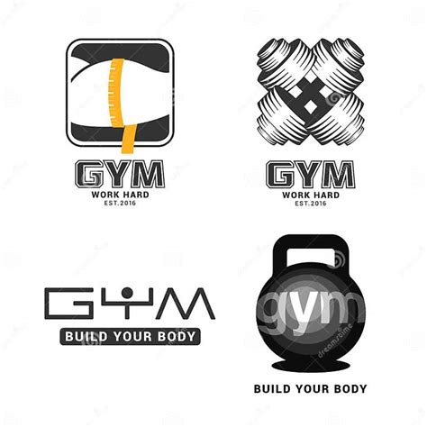 Set Of Gym Logos In Vector Stock Vector Illustration Of Advertise