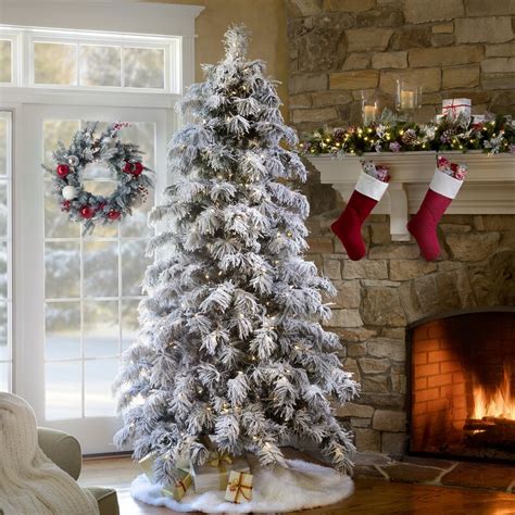 Haute Decor Snowy Pre Lit Berkshire 75 Flocked Spruce