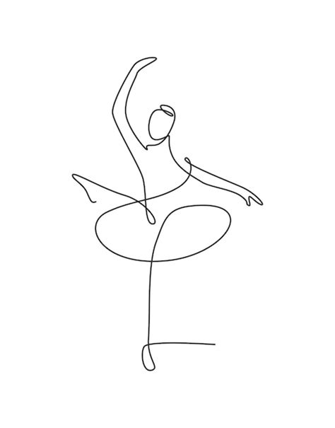 Premium Vector One Continuous Line Drawing Woman Beauty Ballet Dancer