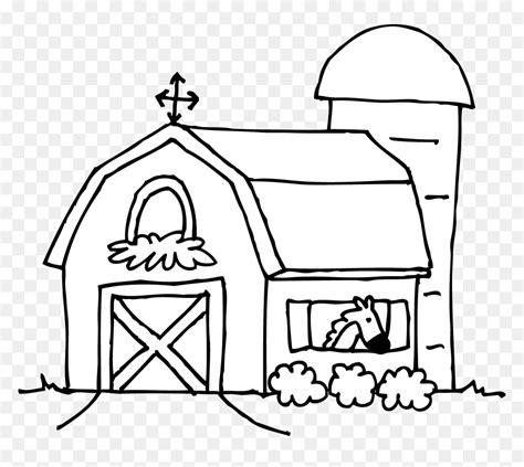 Cute Barn Coloring Page Clipart Clipart Farm House