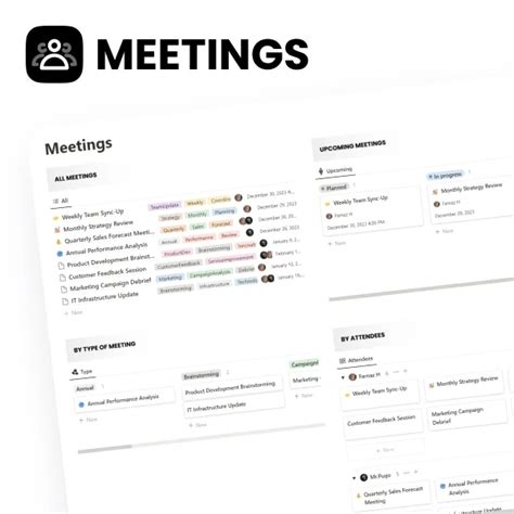 Free Notion Meetings Template Meeting Management Pugos Studio