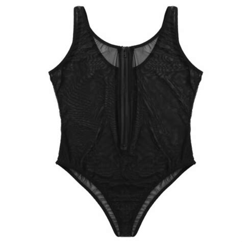 womens mesh see through bodysuit thong leotard one piece swimsuit sexy clubwear ebay